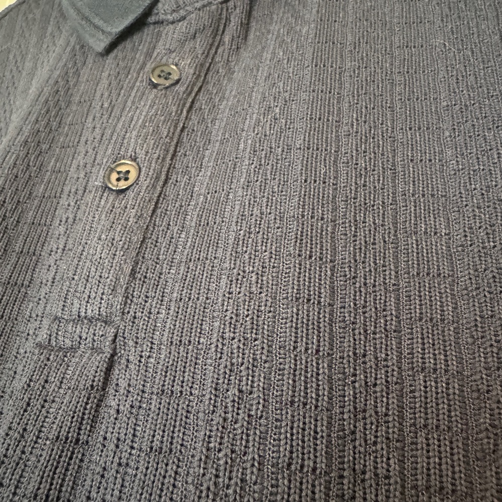 Textured Navy Blue Polo Shirt/ New with Tags - Picture 3 of 5